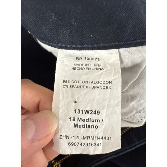 Lee Plus Size 18 Cropped Capri Jean Blue Pants Button Zip Straight Leg Pocket - Picture 10 of 12